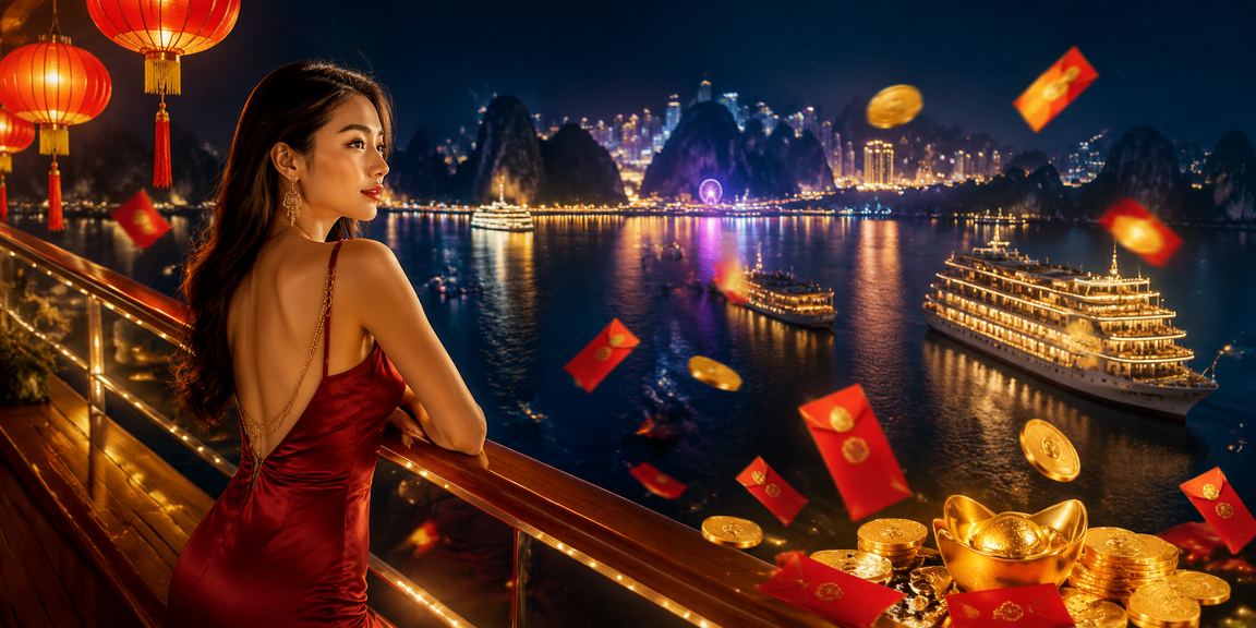 Cảnh Hạ Long Bay lung linh đèn lồng đỏ gợi nhớ tinh thần giải trí lành mạnh và có kiểm soát